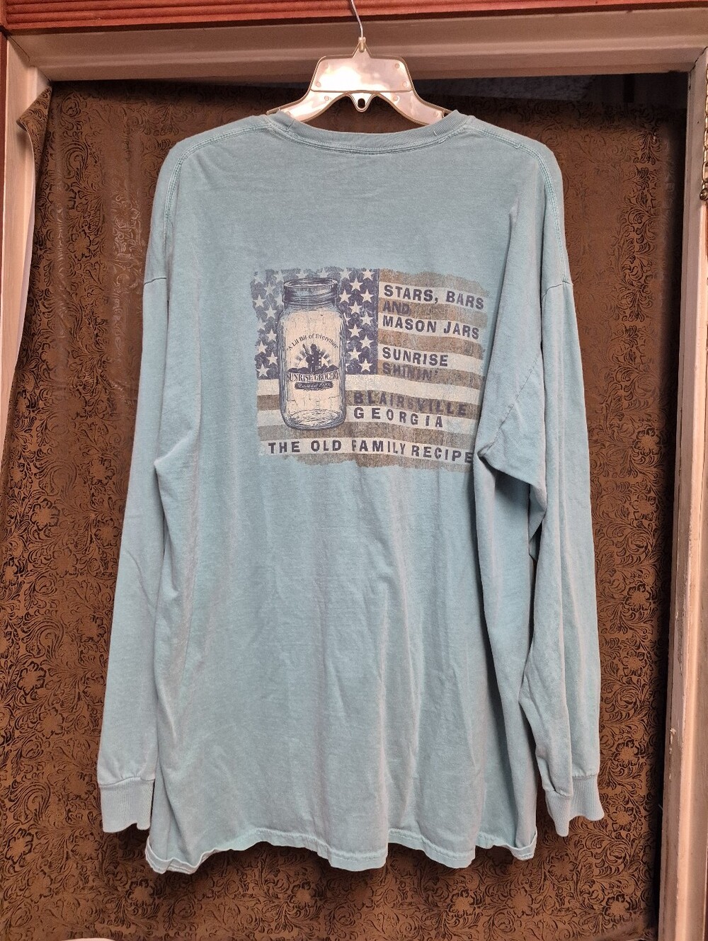 Light Blue Long-Sleeve Moonshine Graphic T-Shirt